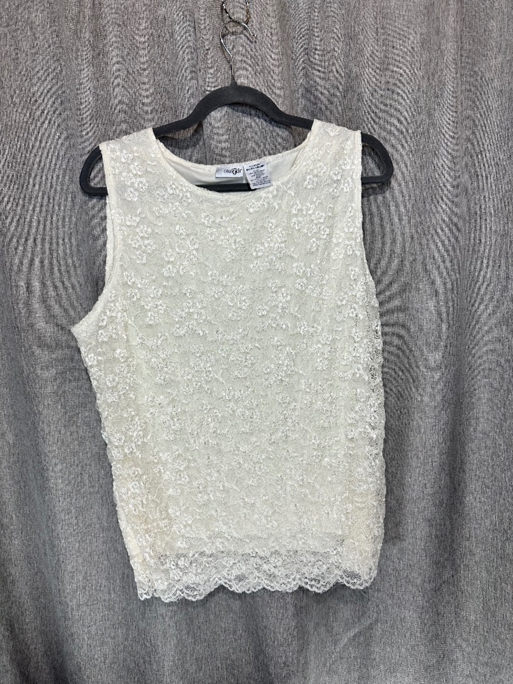 EAST 5TH Cream Ivory Floral Lace Lined Sleeveless Shell Tank Top - Size XL